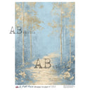 A4 LPP Blue Birchwood Path Rice Paper Le Petit Paris 553 - Decoupage Central