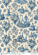 A4 LPP Blue Delft Toile Rice Paper Le Petit Paris 94 - Decoupage Central