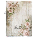 A4 LPP Blush Roses on Whitewashed Wood Rice Paper Le Petit Paris 355 - Decoupage Central