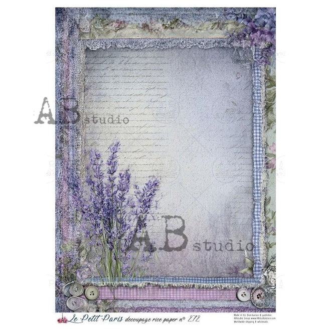 A4 LPP Lavendar Lace Journal Page Le Petit Paris 272 - Decoupage Central