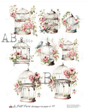 A4 LPP Little Bird Cages Rice Paper Le Petit Paris 44 - Decoupage Central