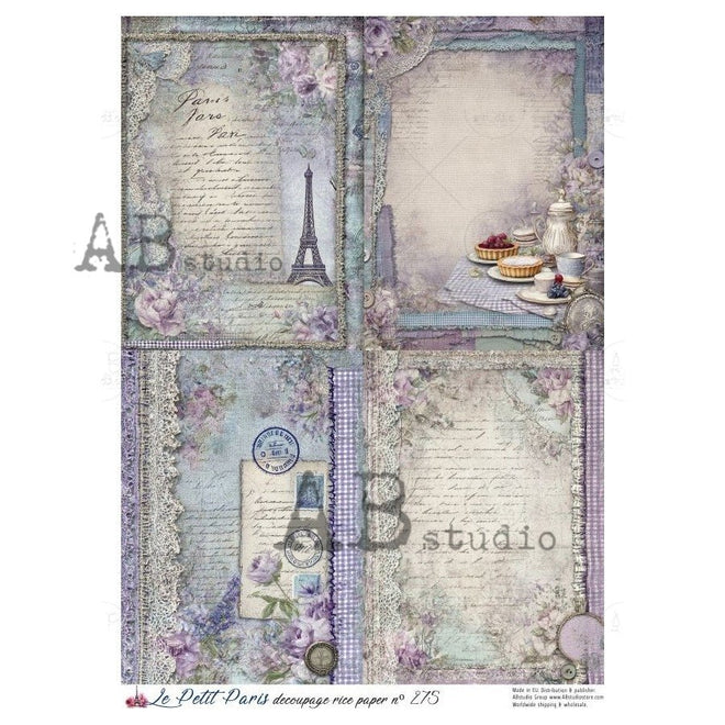 A4 LPP Parisian Pastel Memoirs Le Petit Paris 275 - Decoupage Central