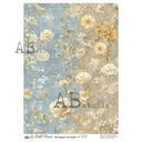 A4 LPP Powder Blue Floral Wallpaper Rice Paper Le Petit Paris 551 - Decoupage Central