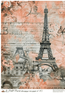 A4 LPP Spring Eiffel Tower Collage Rice Paper Le Petit Paris 85 - Decoupage Central