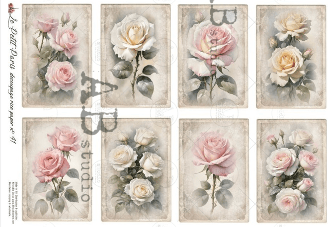 A4 LPP The Perfect Rose Rice Paper Le Petit Paris 41 - Decoupage Central