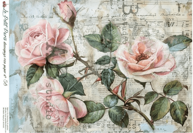 A4 LPP Thorns & Roses Rice Paper Le Petit Paris 58 - Decoupage Central