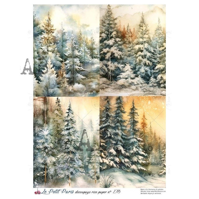 A4 LPP Twilight Pines QUAD Paper Le Petit Paris 278 - Decoupage Central