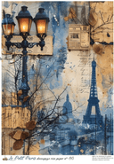 A4 LPP Victorian Lamp Post Collage Rice Paper Le Petit Paris 80 - Decoupage Central