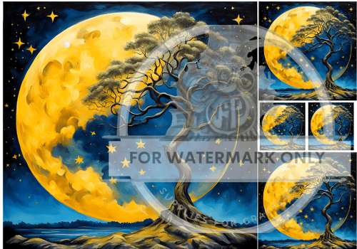 A4 Magnificent Moon Rice Paper DC689 - Decoupage Central