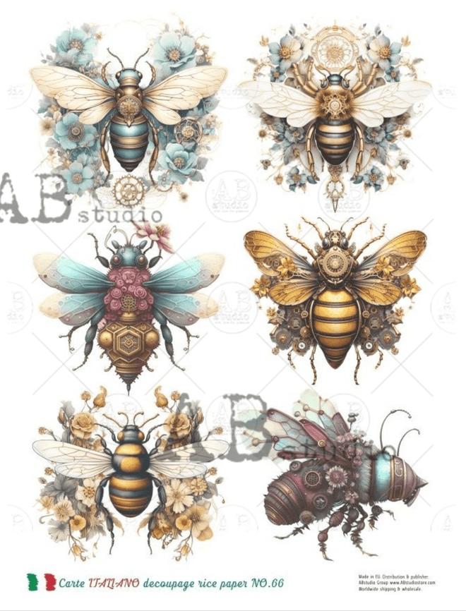 A4 Mechanical Bees multi Carte Italiano 66 - Decoupage Central