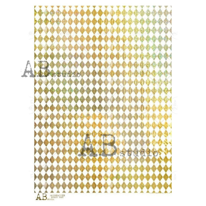 A4 Metaillic Gold Harlequin Rice Paper, AB Studios 5811 . Gilded Gold Foil Look! - Decoupage Central