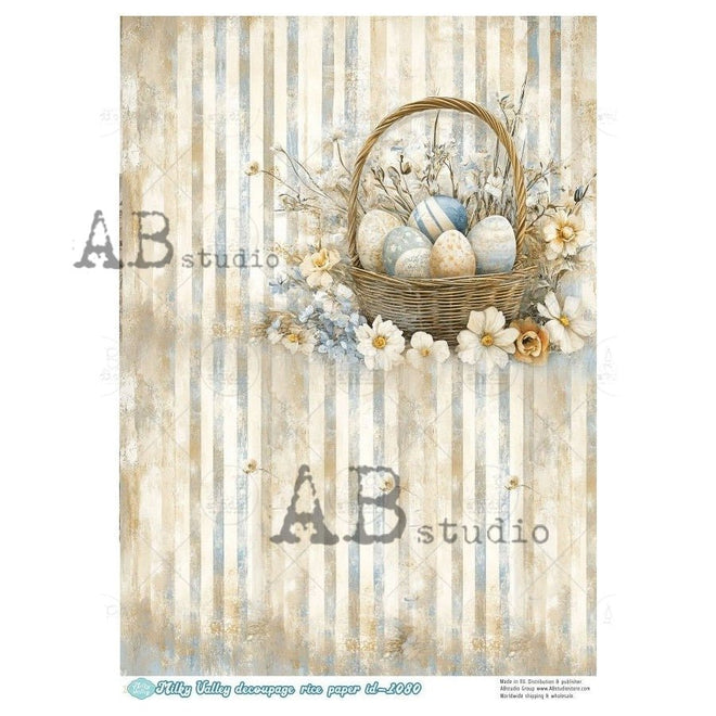 A4 Milky 1080 Blue Stripe Easter Basket - Decoupage Central