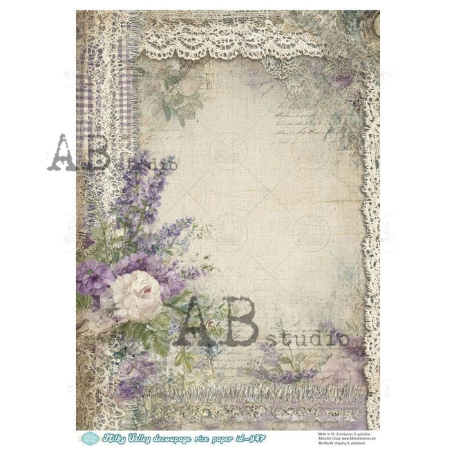 A4 Milky 947 Lavender Lace Frame - Decoupage Central