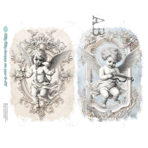 A4 Milky Angel DUO Rice Paper for Decoupage AB Studios Millky 845 - Decoupage Central
