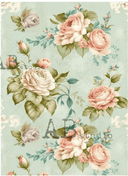 A4 Milky Valley Dream Mint Rose Background ID51 - Decoupage Central