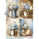 A4 Milky Valley ID 1143 Blue Hydrangea Still Life Set - Decoupage Central