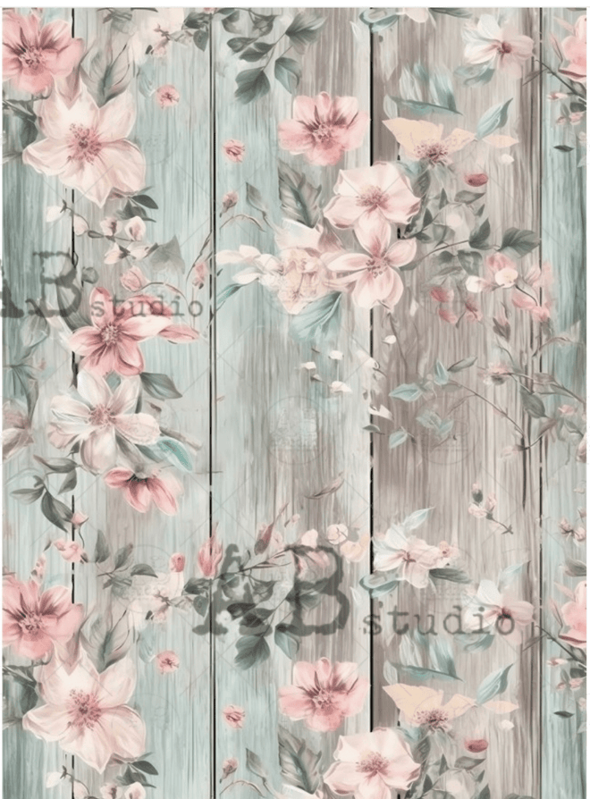 A4 Milky Valley Pink Floral Beadboard ID7 - Decoupage Central