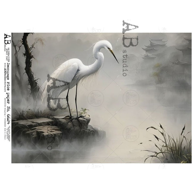 A4 Misty Heron AB Studios 6624 - Decoupage Central