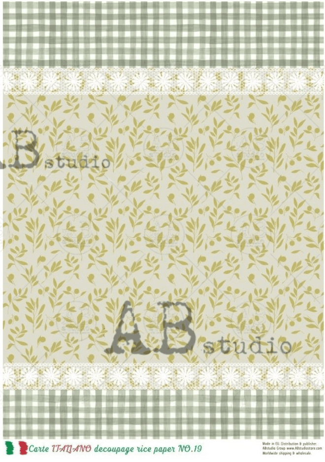 A4 Modelli Verdi Carte Italiano Rice Paper 19 - Decoupage Central