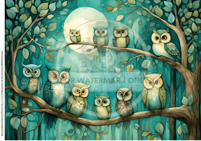 A4 More Night Owls DC589 - Decoupage Central