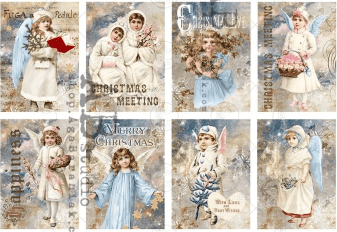 A4 More Shabby Christmas Crafts Rice Paper, AB Studios 0360 - Decoupage Central