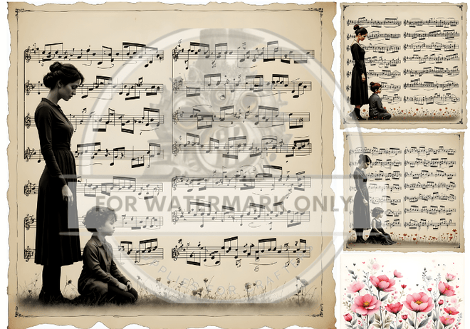 A4 Mother's Song Rice Paper DC672 - Decoupage Central