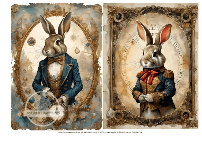 A4 Napoleon Bunny - parte Duo Rice Paper DC390 - Decoupage Central