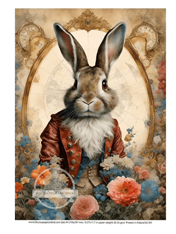 A4 Napoleon Bunny - parte Rice Paper DC391 - Decoupage Central