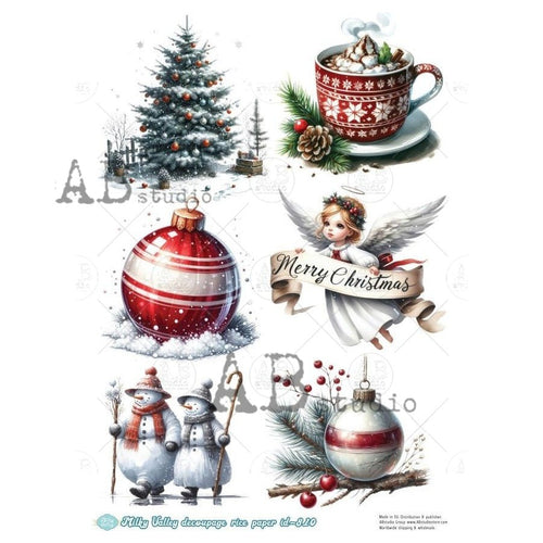 A4 Nordic Christmas Mix Rice Paper AB Studios Milky 810 - Decoupage Central