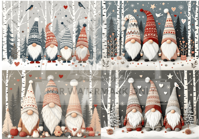 A4 Nordic Gnome Wonderland 1 Rice Paper DC816 - Decoupage Central