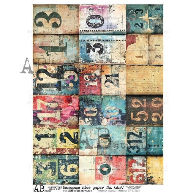 A4 Numbers Collage Grid Edition AB Studios 6697 - Decoupage Central