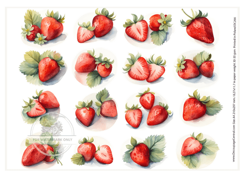 A4 Nuthin But Strawberries Decoupage Rice Paper DC266 - Decoupage Central