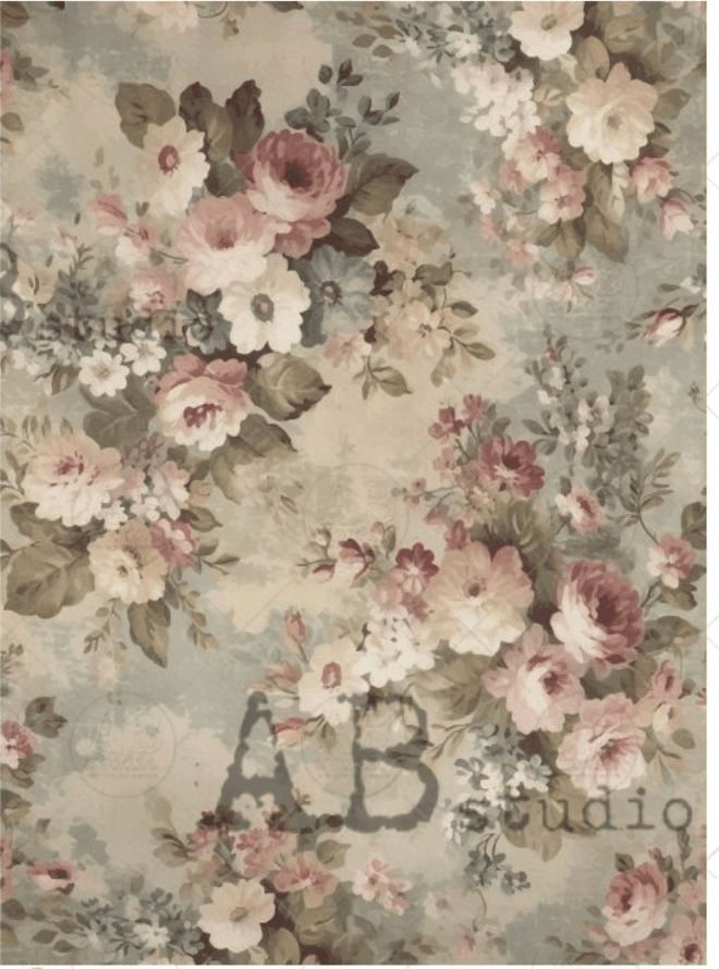 A4 Old Cottage Rose Milky ID169 - Decoupage Central