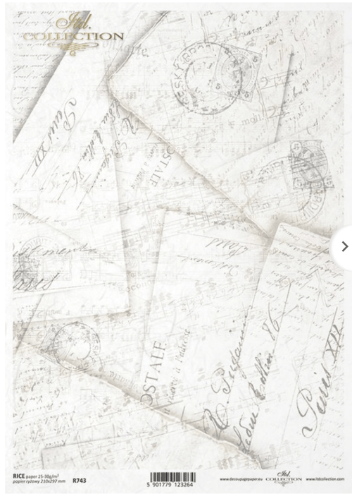 A4 Old Handwriting Background Decoupage Paper R0743 - Decoupage Central