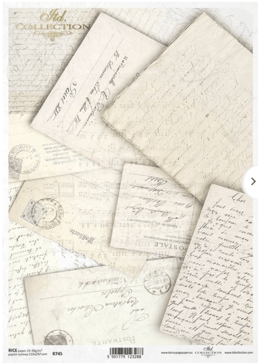 Paper Letters Collection A4 Old Letters Background Decoupage Paper R0745 – Decoupage Central