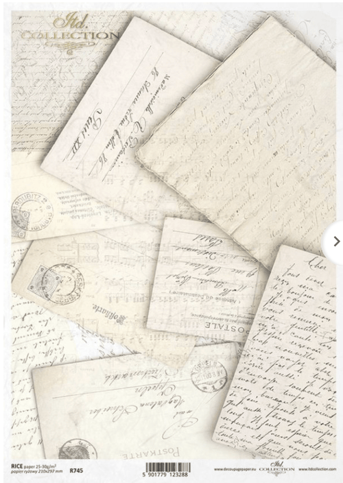 A4 Old Letters Background Decoupage Paper R0745 - Decoupage Central