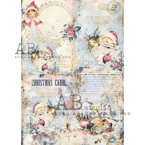 A4 Ole Shabby Santa Christmas Rice Paper, AB Studios 0366 - Decoupage Central