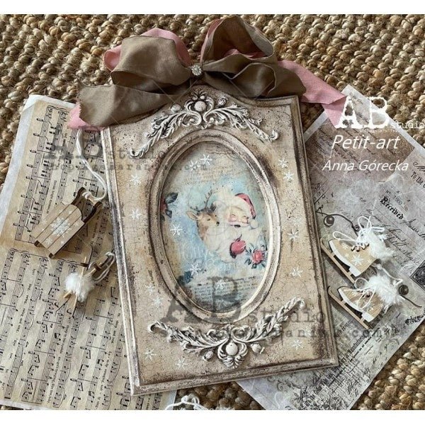 A4 Ole Shabby Santa Christmas Rice Paper, AB Studios 0366 - Decoupage Central