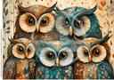 A4 Owl Family Photo DC590 - Decoupage Central