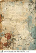 A4 Parchment Flowers Collage Rice Paper Background AB Studios 6358 - Decoupage Central
