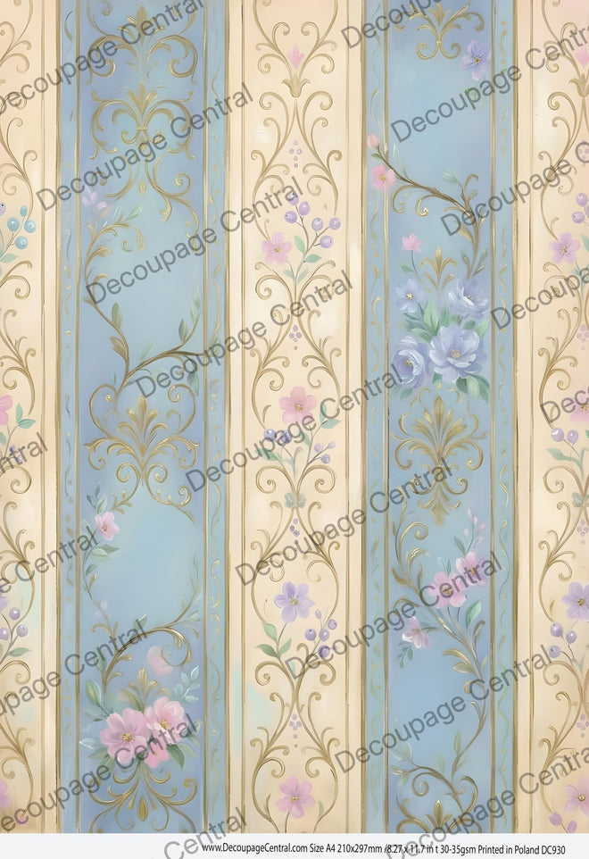 A4 Pastel Parlor Stripes Rice Paper DC930 - Decoupage Central