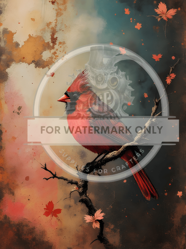 A4 Patina Cardinal Rice Paper DC680 - Decoupage Central