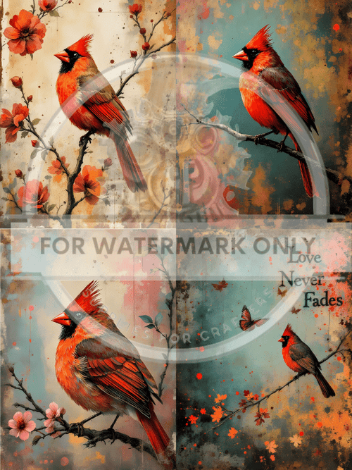 A4 Patina Cardinal Rice Quad Paper DC681 - Decoupage Central