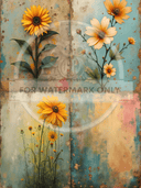 A4 Patina Flower Quad Decoupage Rice Paper DC629 - Decoupage Central