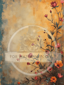 A4 Patina Flowers 2 DC631 Rice Paper - Decoupage Central