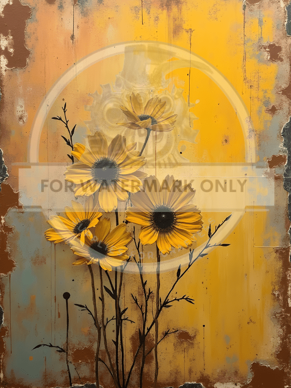 A4 Patina Flowers 3 DC630 Rice Paper - Decoupage Central