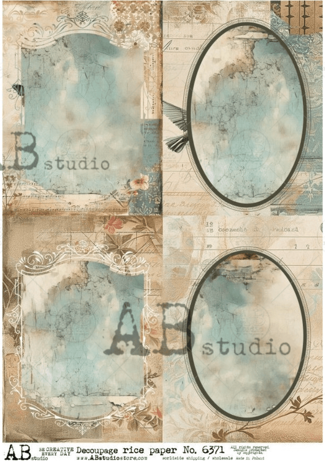 A4 Patina Frames QUAD AB Studios 6371 - Decoupage Central