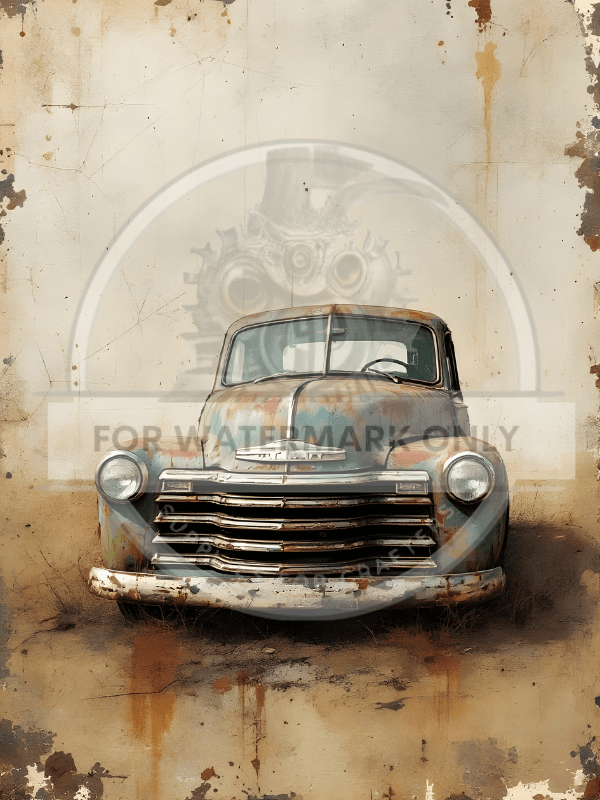 A4 Patina Truck Rice Paper DC658 - Decoupage Central