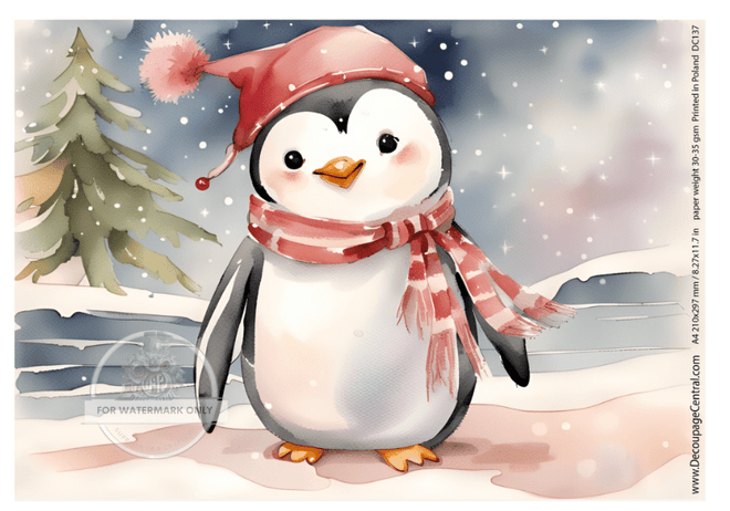 A4 Penguin Rice Paper Rice Paper DC137 - Decoupage Central