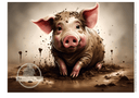 A4 Pig in Mud Rice Paper DC504 - Decoupage Central
